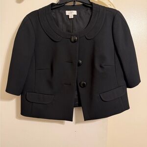 LOFT Black Buttoned Cropped Jacket